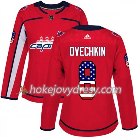 Dámské Hokejový Dres Washington Capitals Alex Ovechkin 8 2017-2018 USA Flag Fashion Černá Adidas Authentic